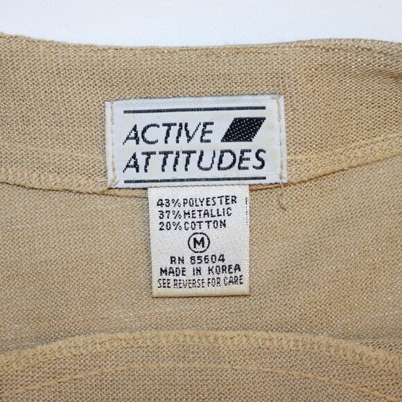 Women's Gold Shimmer Short Sleeve Scoop Neck Top Active Attitudes, sz M - Picture 7 of 8